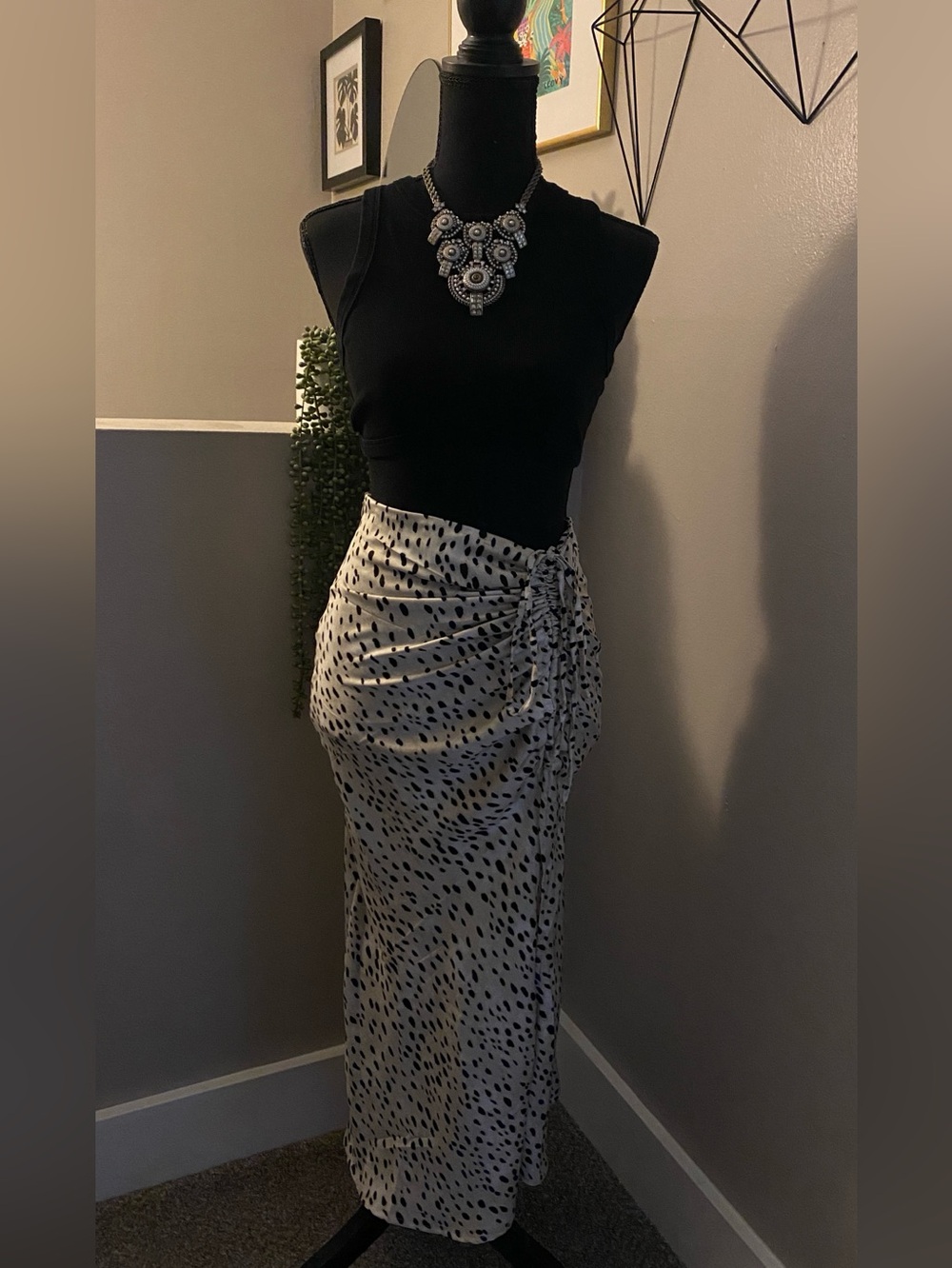 Leopard Drawstring Slit Skirt - Picture 6 of 10